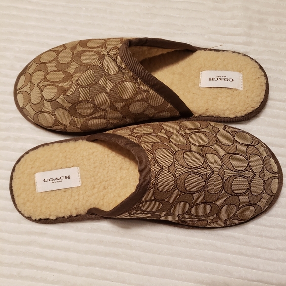 Coach Brown Patterned Slippers 10 - Picture 3 of 10